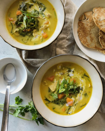 Deliciously low FODMAP coconut curry chicken soup!