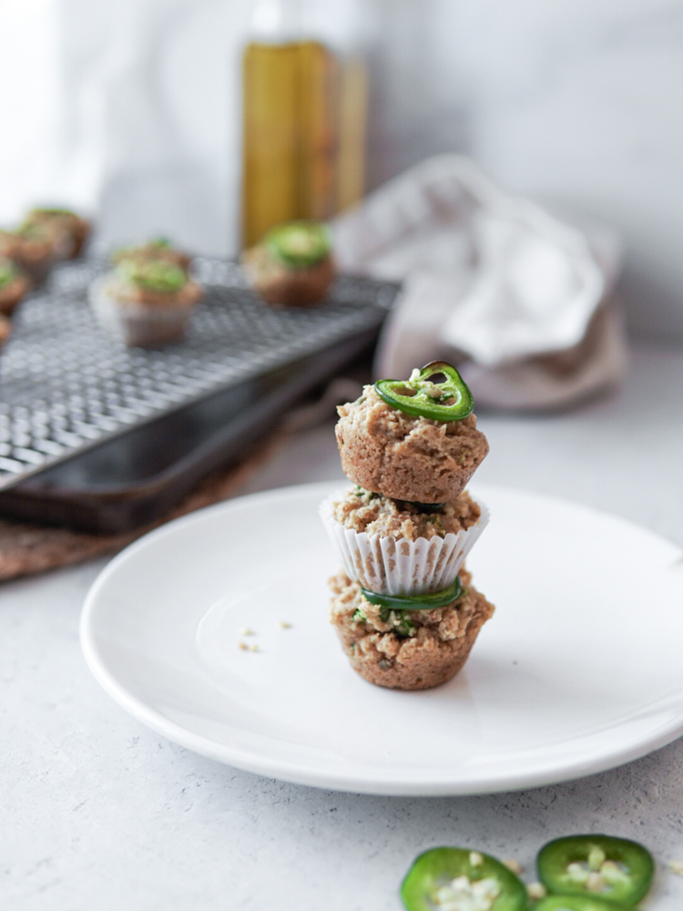 Savory jalapeno chive mini-muffin biscuit hybrids.
