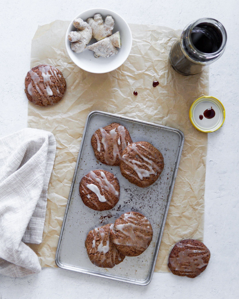 Soft, light and chewy lemon cardamom gingerbread cookies.