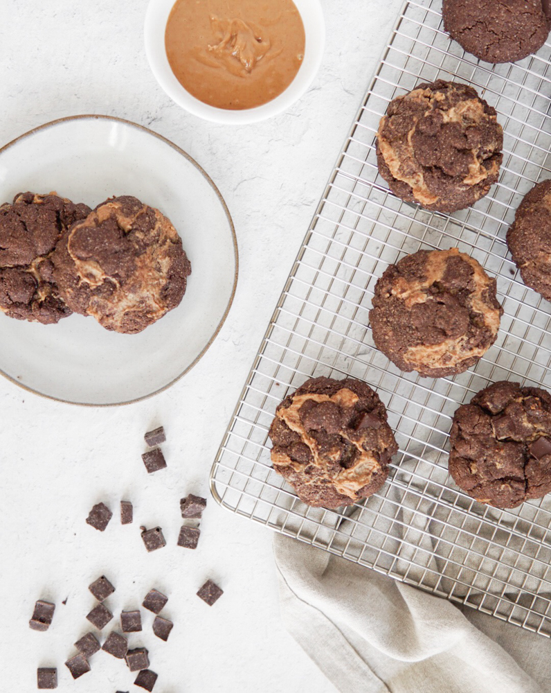 Double Chocolate Peanut Butter Swirl Cookies