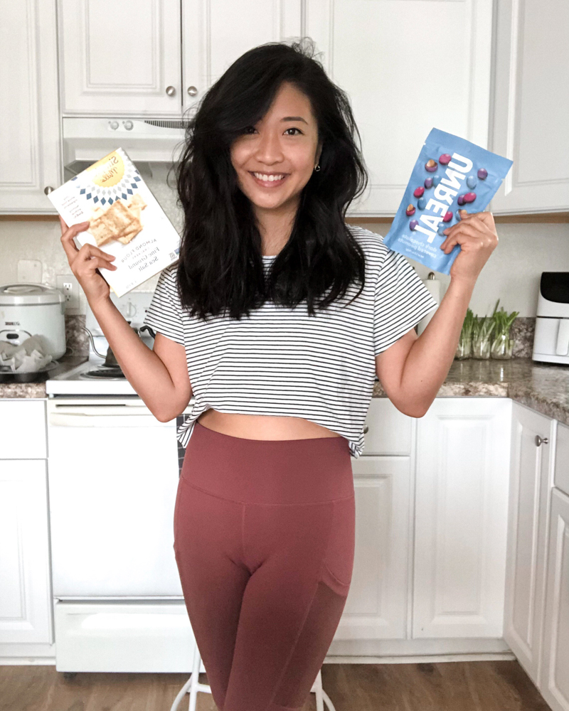 Me and Simple Mills' almond flour crackers & Unreal chocolate-coated candy!