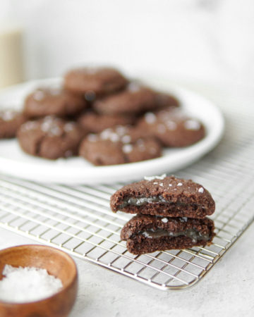 Salted caramel-filled chocolate cookies.