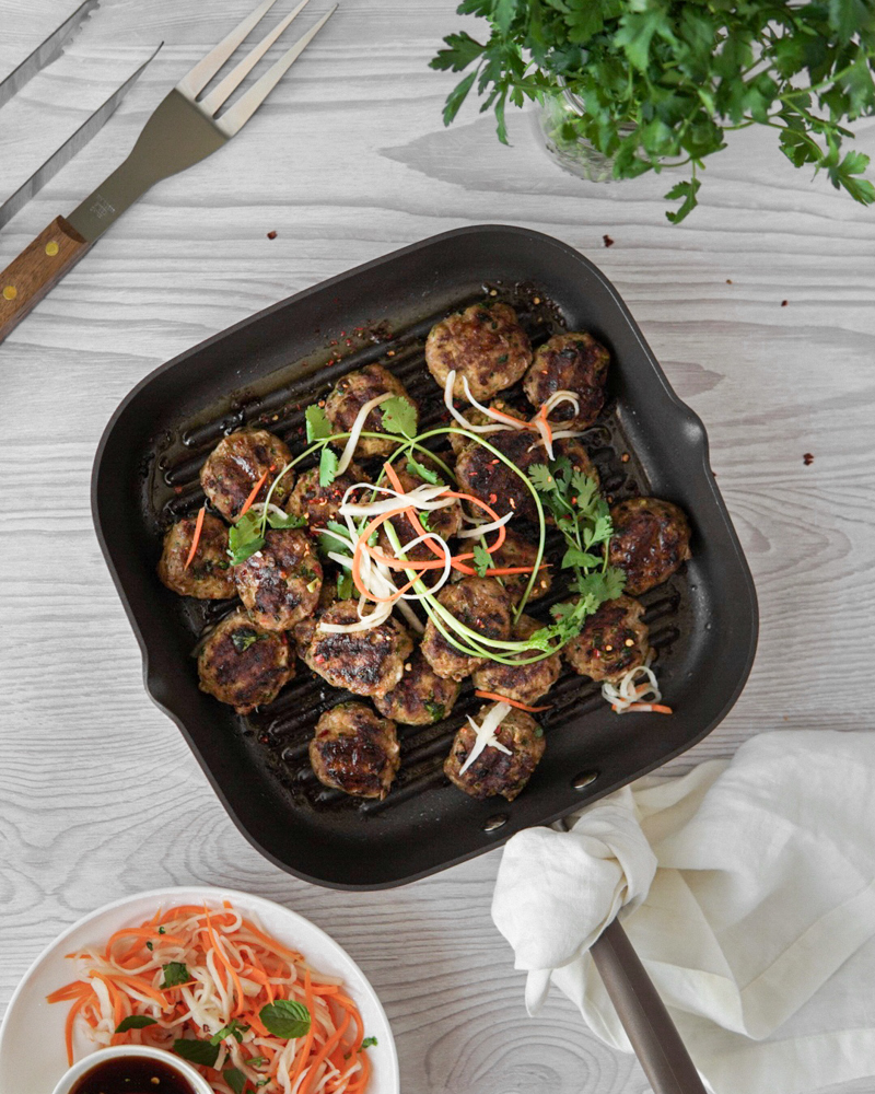 Low FODMAP grilled Vietnamese-style meatballs can be grilled on the stove or outdoors.